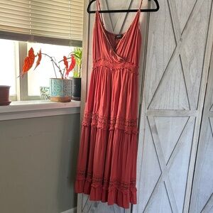 Boho Coral Maxi Dress